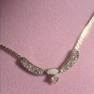 Elegant Gold Necklace with Crystal Accents